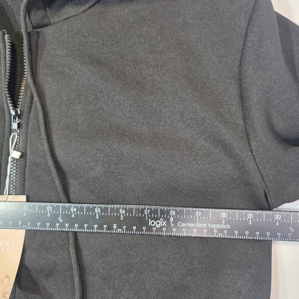 NEW W/TAG Emery Rose Black Zip Up Hoodie Fleece Lined Sweatshirt Medium - Picture 3 of 13
